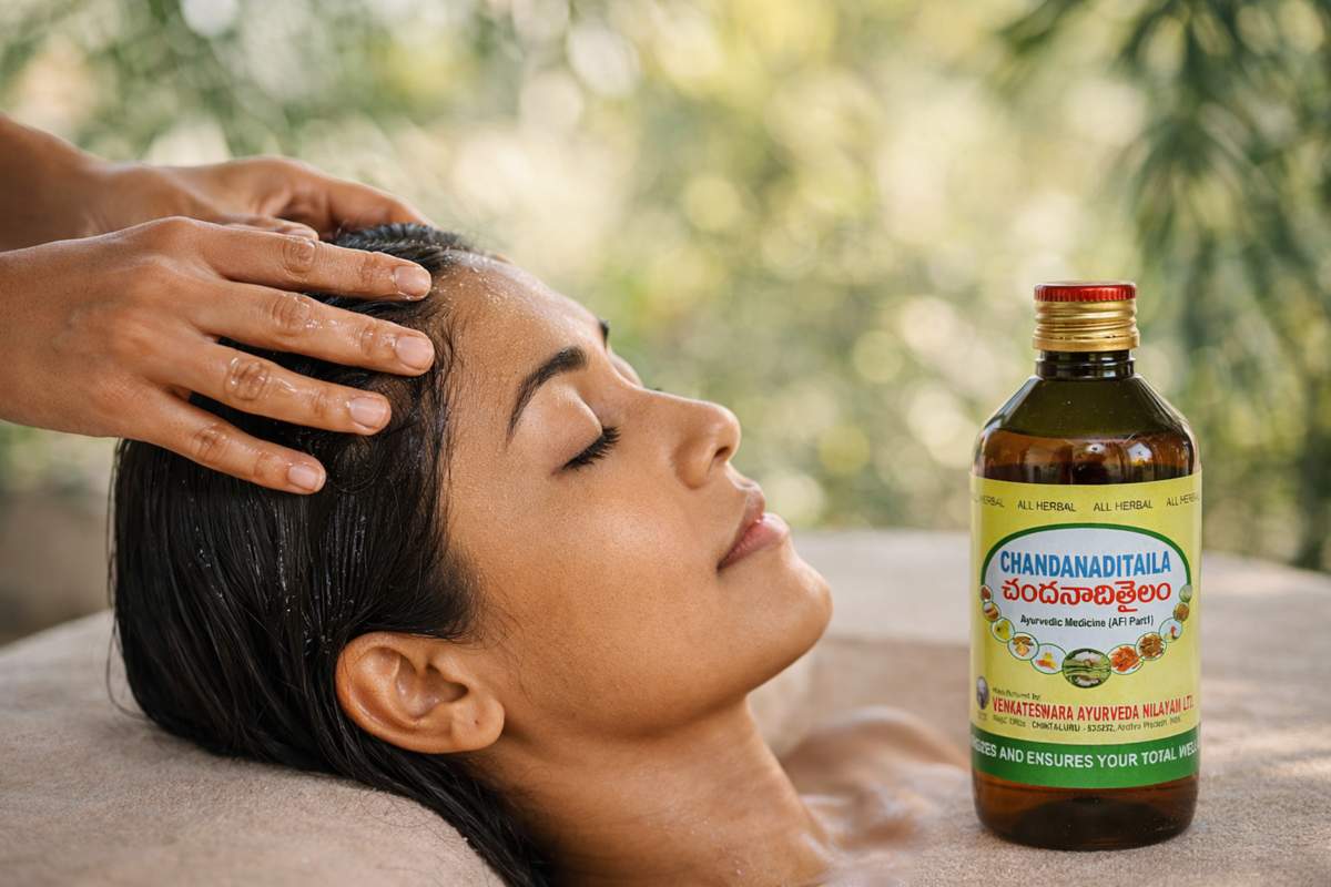 Hot Head, Eye Redness and Screen Strain: A Cooling Head Massage Guide with Chandanadi Taila