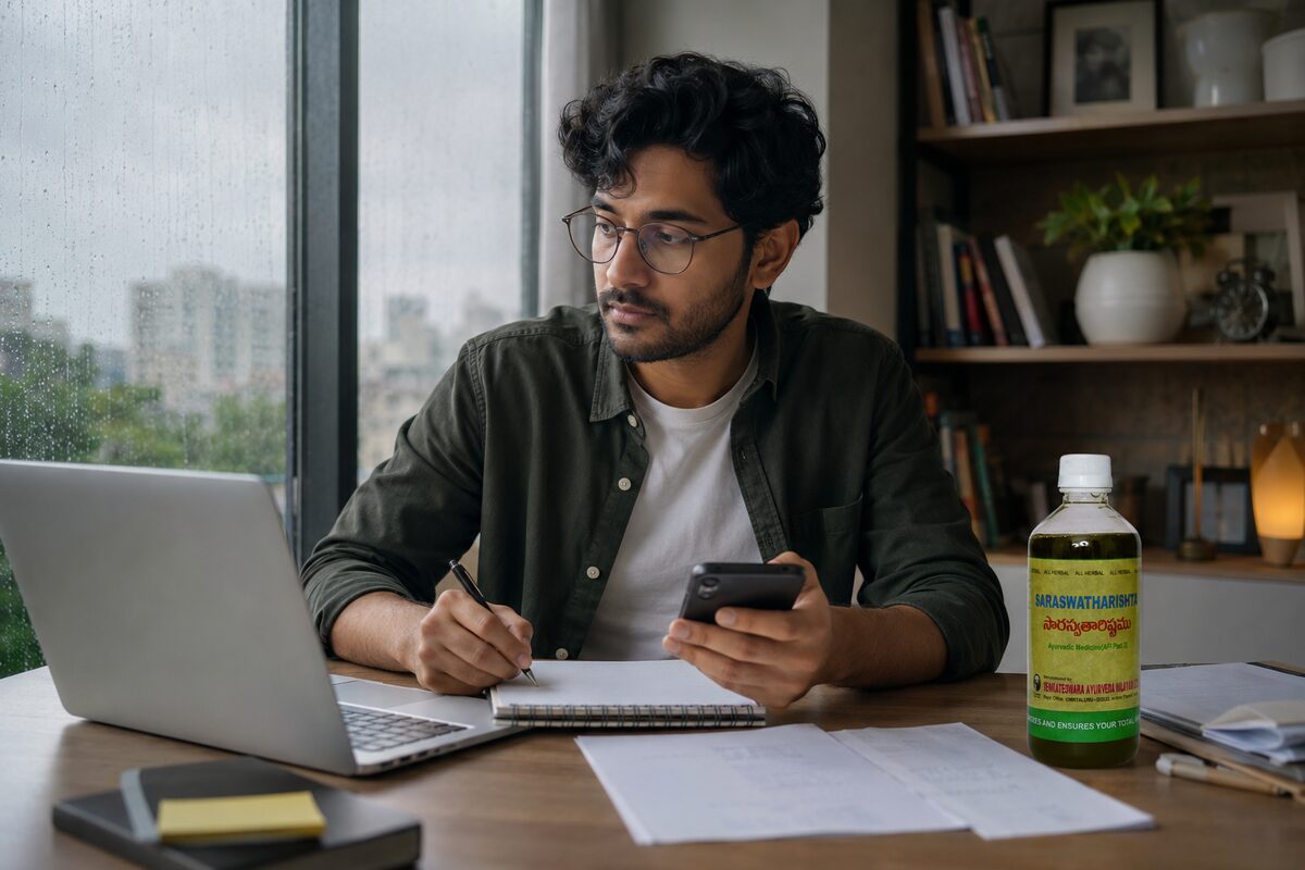 Calm Focus for Distracting Workweeks: Saraswatharishta for Mind Clarity and Routine Stability
