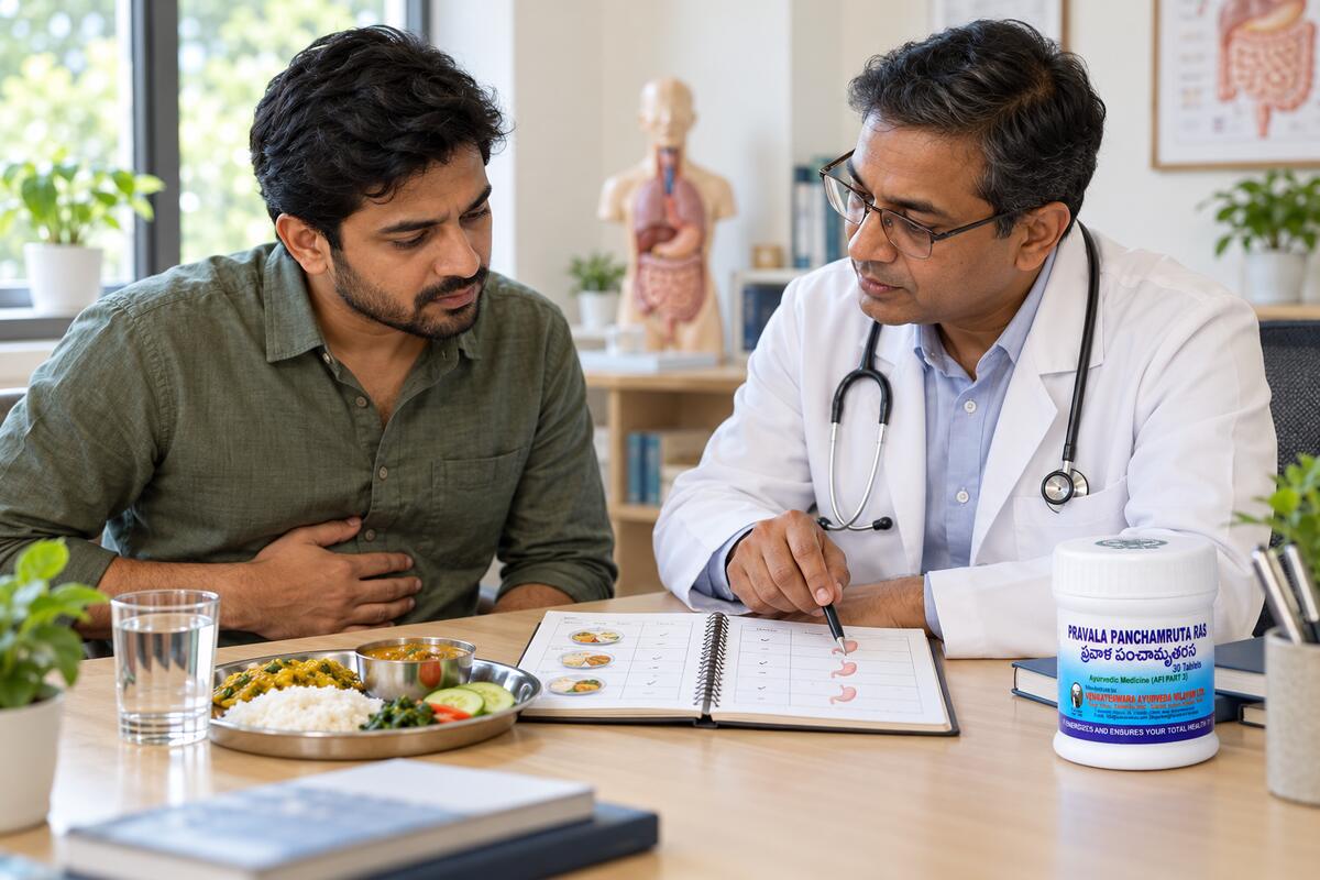 Recurring Post-Meal Abdominal Pain: Pravala Panchamruta Ras and When Tests Matter