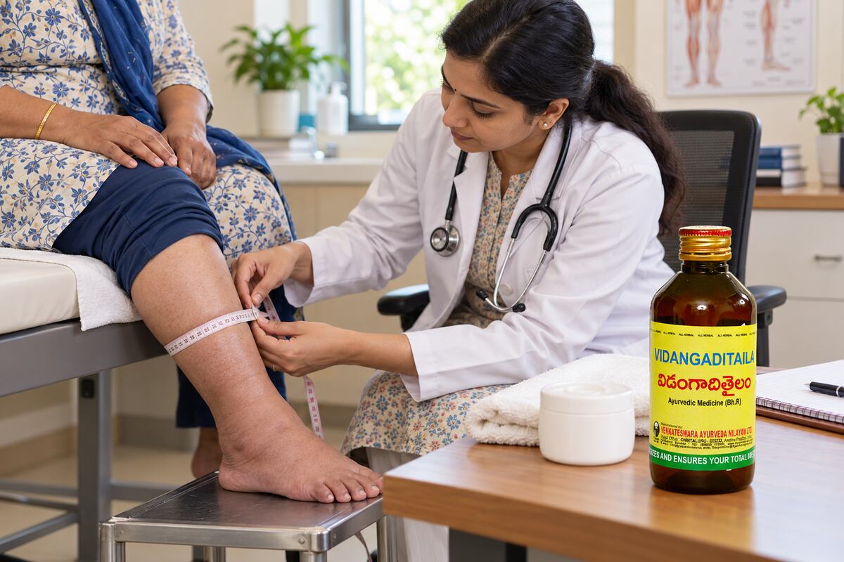 Persistent Leg Swelling and Heaviness: Vidangadi Taila in a Filariasis and Lymphoedema Care Plan