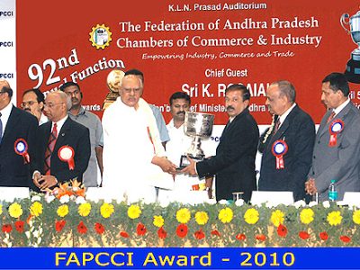 Dr. D.V. Sreerama Murty Receives FAPCCI 2010 Award from Andhra Pradesh CM